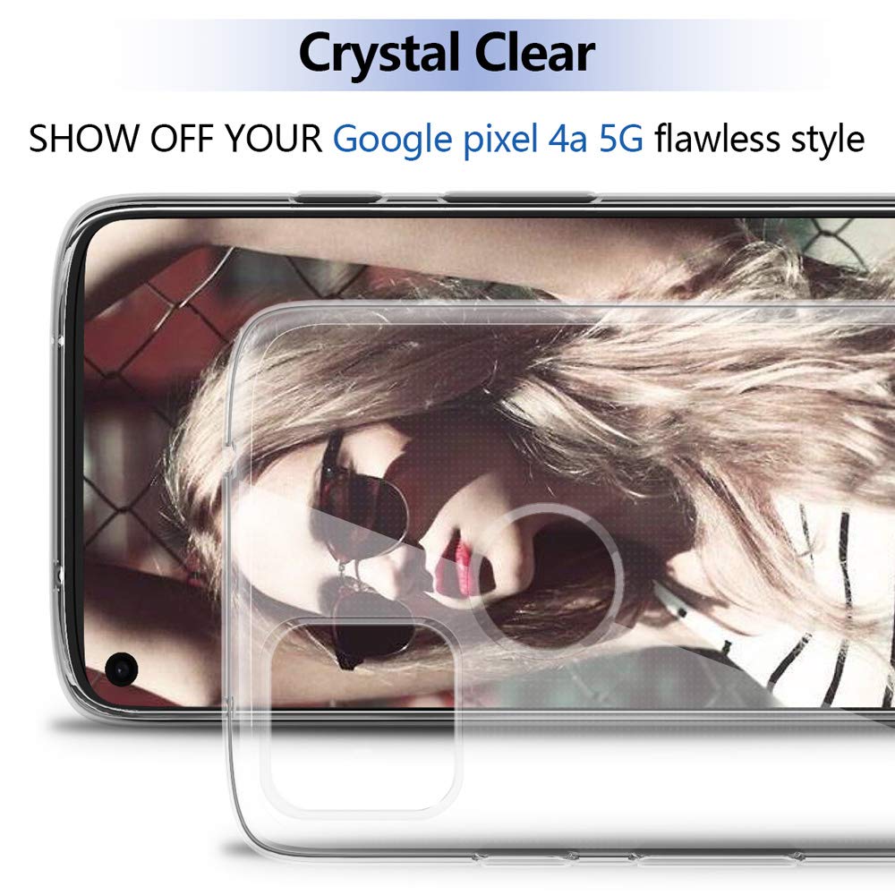 SNOSHO for Google Pixel 4a 5G Slim Case,Thin Flexible TPU Rubber Soft Skin Silicone Shockproof Anti-Scratch Carbon Fiber Protective Cases Cover for Pixel 4a 5G,Brushed Black