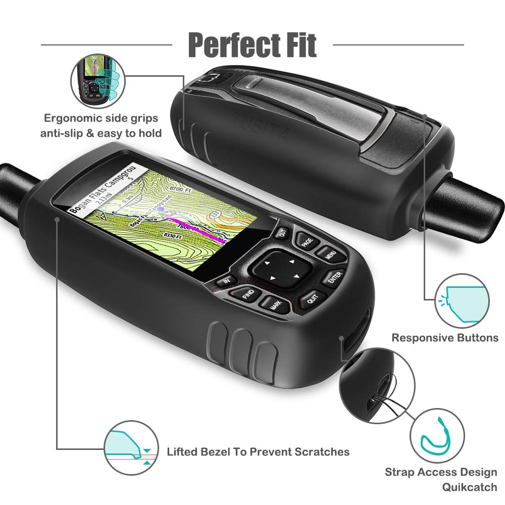 TUSITA Case Compatible with Garmin GPSMAP 62 62s 62st 62sc 62stc 64 64s 64st 64sc 64x 64sx 64csx 65 65s - Silicone Protective Cover Skin - Outdoor Handheld GPS Navigator Accessories