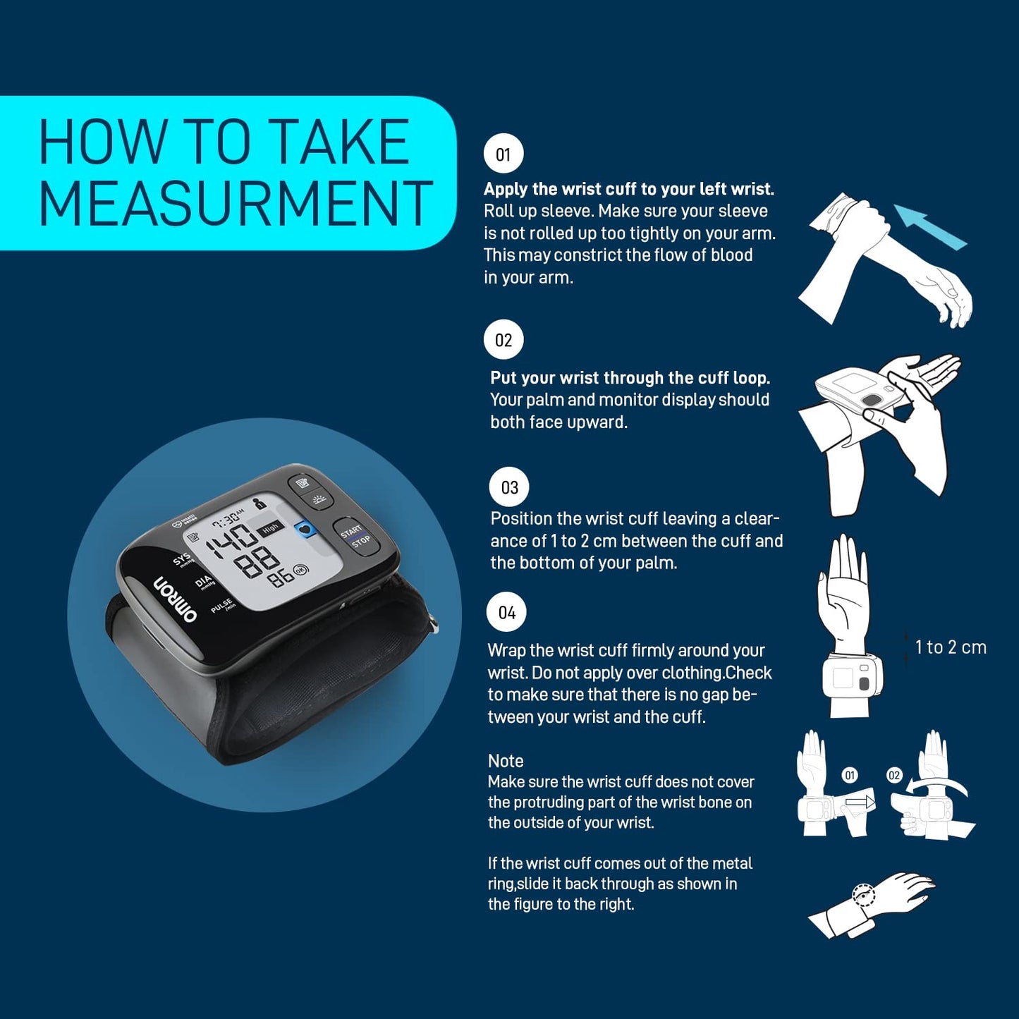 Omron Hem 6232T Wrist Blood Pressure Monitor (Black) Battery Powered