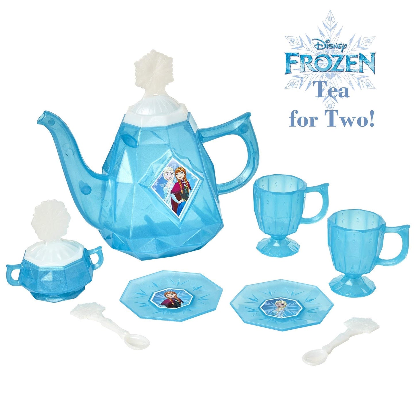 Disney Frozen Tea Set for Girls - 10 Piece Tea Party Set - Pretend Tea Time Play Kitchen Toy, Blue