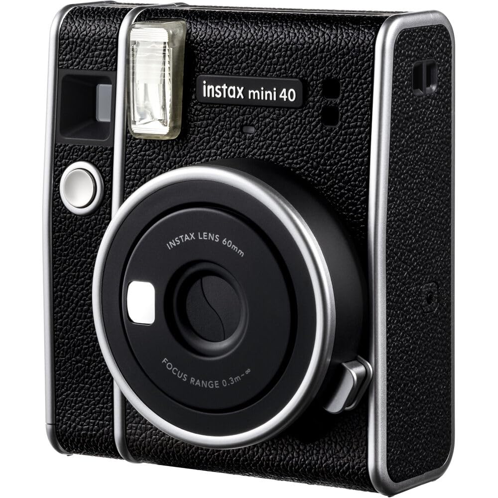 FUJIFILM INSTAX Mini 40 Instant Film Camera Bundle with Fujifilm Instax Twin Pack Film | 20 Exposures + AA Batteries | 4 Pack + Cleaning Cloth (4 Items)
