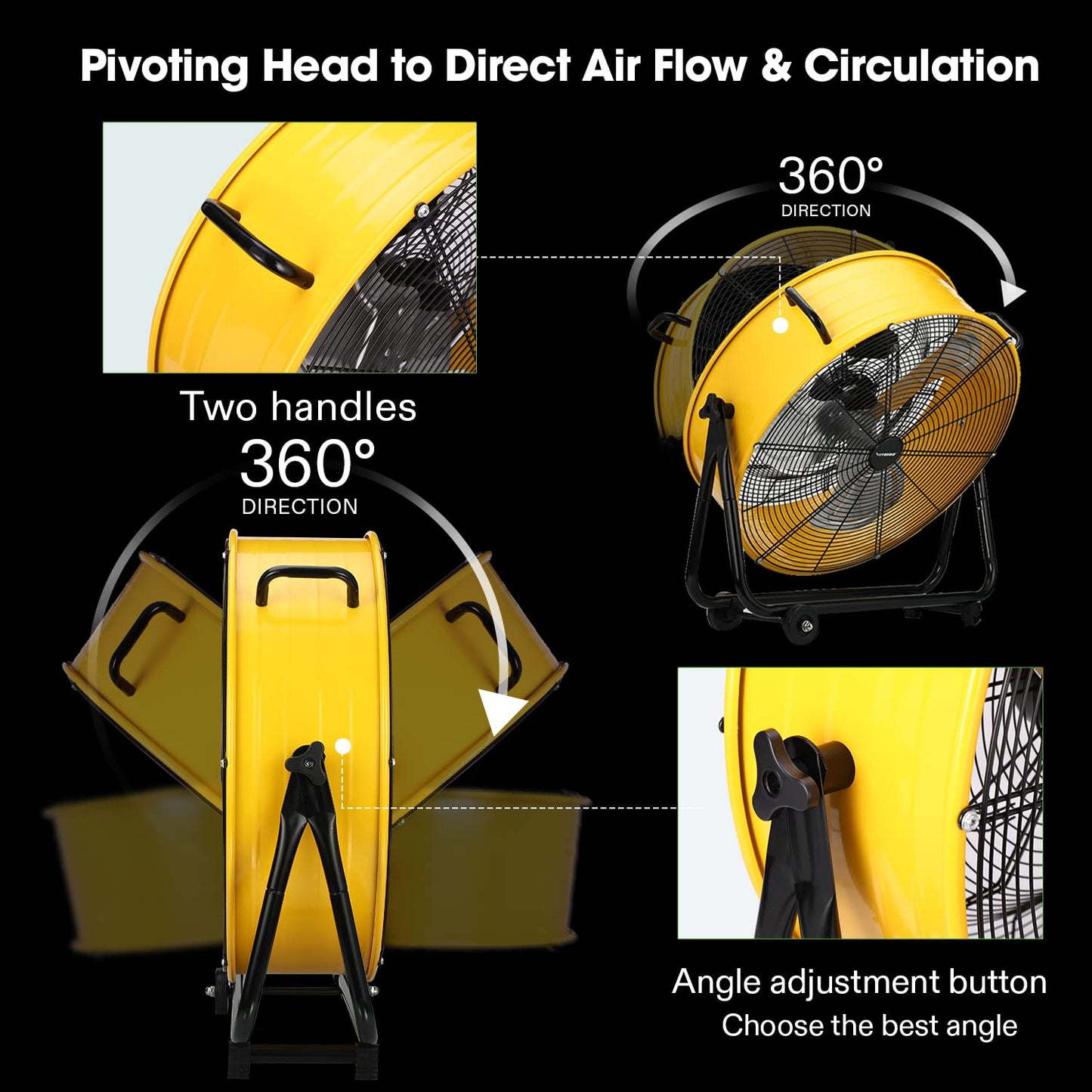 VIVOSUN Industrial Tilt Drum Fan 24” 8540CFM Heavy Duty High Velocity Floor Standing Fan 3 Speed Air Circulation for Basement Warehouse Factory, ETL Certified