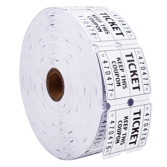 L LIKED Raffle Tickets Double Roll 2000 Tickets Consecutively Numbered 50/50 Raffle Tickets for Event Party Prize Drawing Perforated Stubs (Easy Read White)