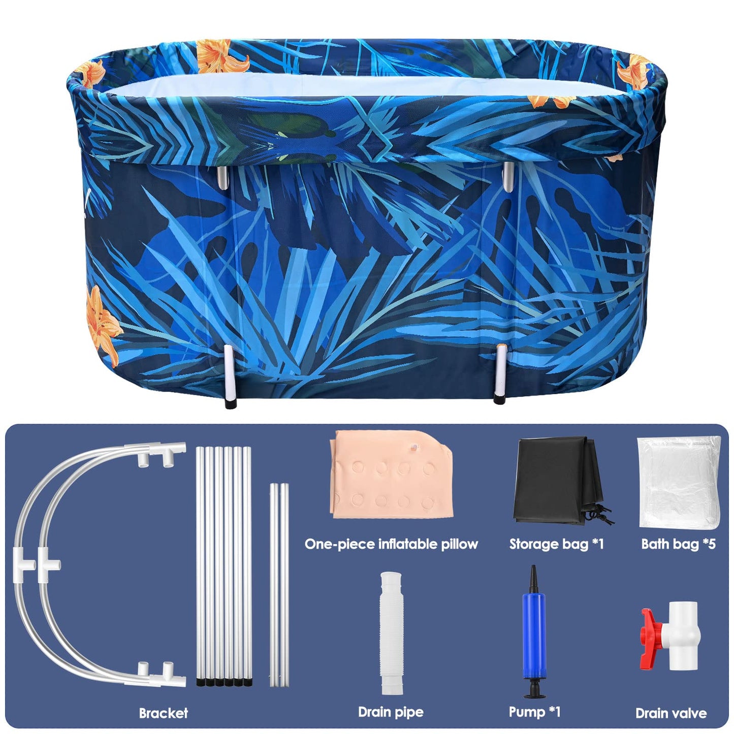 SEAAN Portable Bathtub, Portable Bathtub for Adults, Ice Bath Foldable Bathtub with Lids and Thick Insulation Foam to Keep Temperature