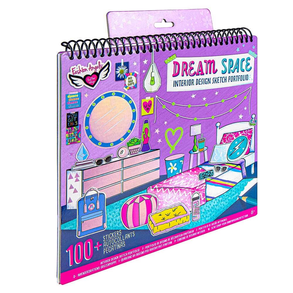 Fashion Angels Interior Design Sketch Portfolio 11510 Sketch Book for Beginners, Sketch Pad with Stencils and Stickers For Kids 6 and Up