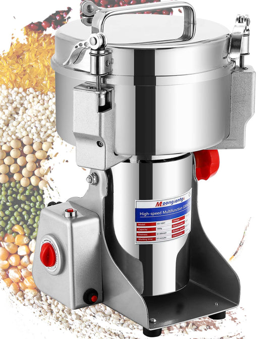 Moongiantgo 2500g Grain Mill Grinder Commercial Spice Grinder 3600W Stainless Steel Electric Pulverizer Dry Grinding Machine for Wheat Corn Rice Pepper Herbs Coffee Beans (2500g Swing, 110V)