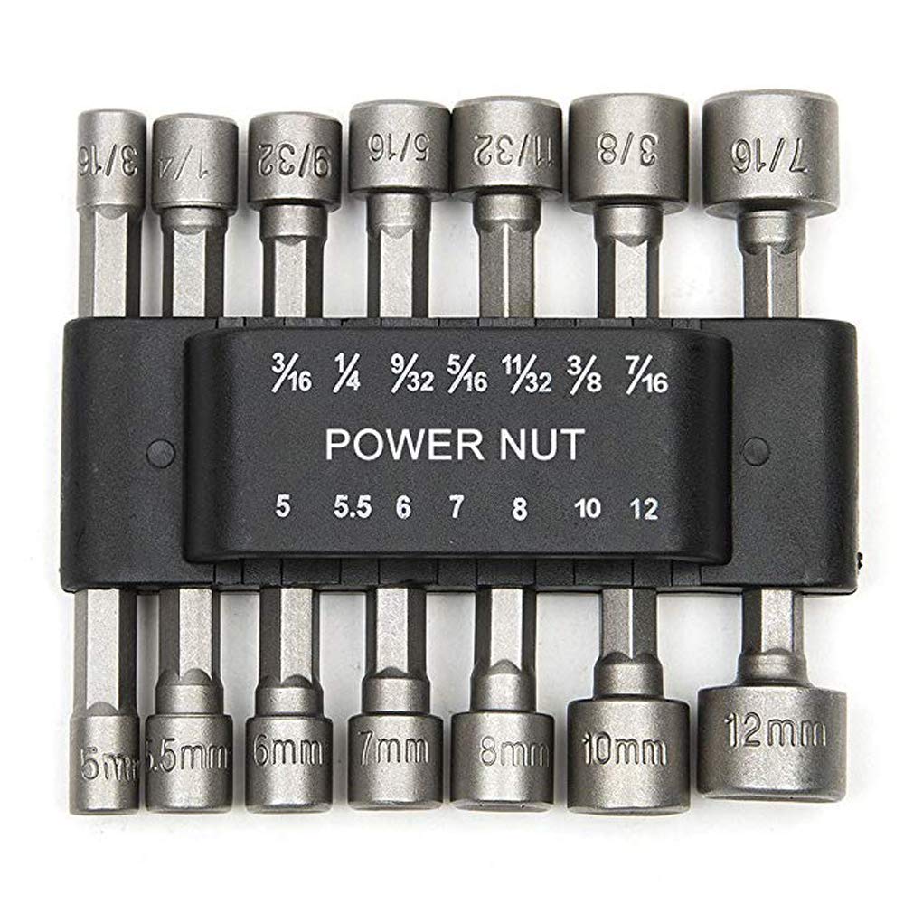 14Pcs Power Nut Driver Drill Bit Set, 1/4” Hex Socket Adapter Bolt Drivers Repairing Tool Kit, Suitable for Quicker Change Chuck, Electric Screwdriver