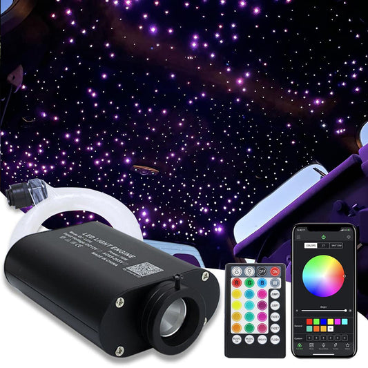 AMKI 16W Fiber Optic Lights,Starlight Headliner Light Kit APP/Remote Control Sound Activated Mode for Car&Home Decoration,Optical Fiber Cable Strands