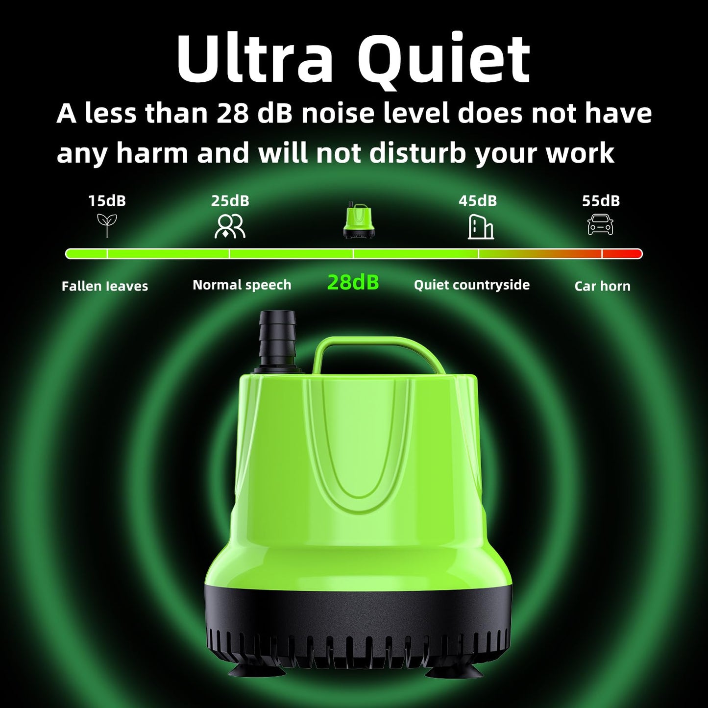FREESEA Submersible Water Fountain Pump: 160 GPH 12W Small Sump Pump for Outdoor Pond Hydroponic Statuary Waterfall Aquarium Fish Tank