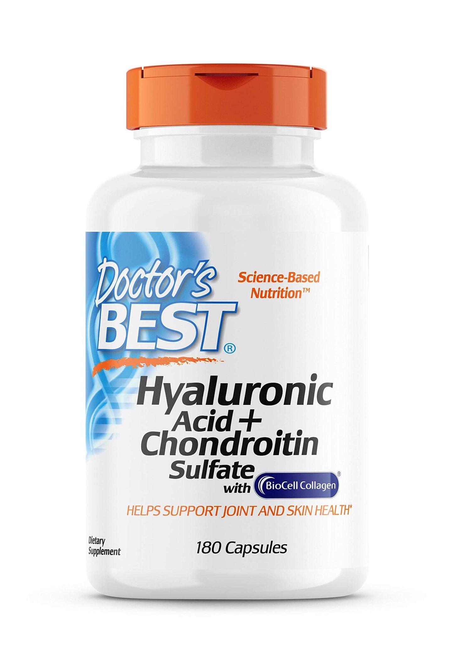 Doctor's Best Hyaluronic Acid with Chondroitin Sulfate, Featuring BioCell Collagen, Non-GMO, Gluten Free, Soy Free, Joint Support, 180 Count (Pack of 1)