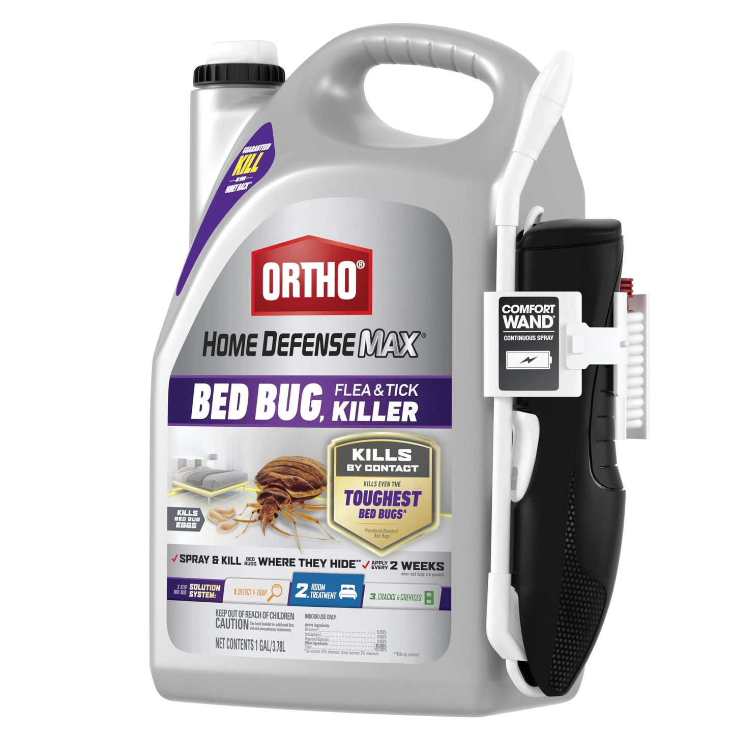 Ortho Home Defense Max Bed Bug, Flea and Tick Killer - With Ready-to-Use Comfort Wand, Kills Bed Bugs and Bed Bug Eggs, Bed Bug Spray Also Kills Fleas and Ticks, 1 gal.