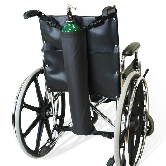 NYOrtho Oxygen Tank Holder for Wheelchair - D & E Cylinder Transport Bag Adjustable Straps Easy to Clean, Heavy Duty, Waterproof Standard Wheelchair Size