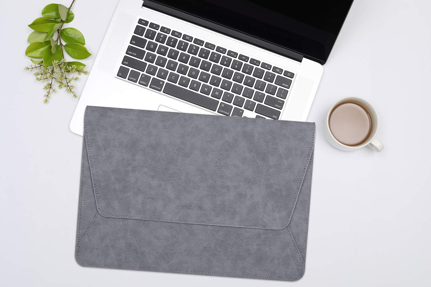 MOSISO Laptop Sleeve Compatible with MacBook Air/Pro, 13-13.3 inch Notebook,Compatible with MacBook Pro 14 inch 2023-2021 M2 A2779 A2442 M1, PU Leather Ultra Slim Flap Style Protective Case,Space Gray