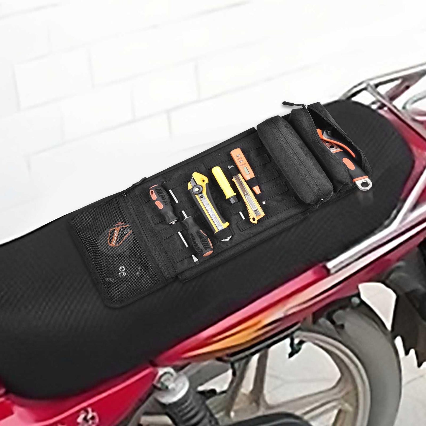 Leopauto Roll Up Tool Bag- Small Tool Bag,Motorcycle Bags,Store Kinds Of Repair,Suitable For Electricians, Plumbers, Carpenters And Hobbyists,Easy To Carry, Wear And Durable,Black
