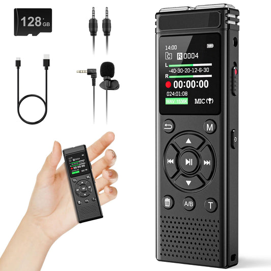136GB Digital Voice Recorder with Playback,9000 Hours Audio Recording Device,Voice Activated Recorder with Noise Reduction,A-B Repeat,Mp3 Player