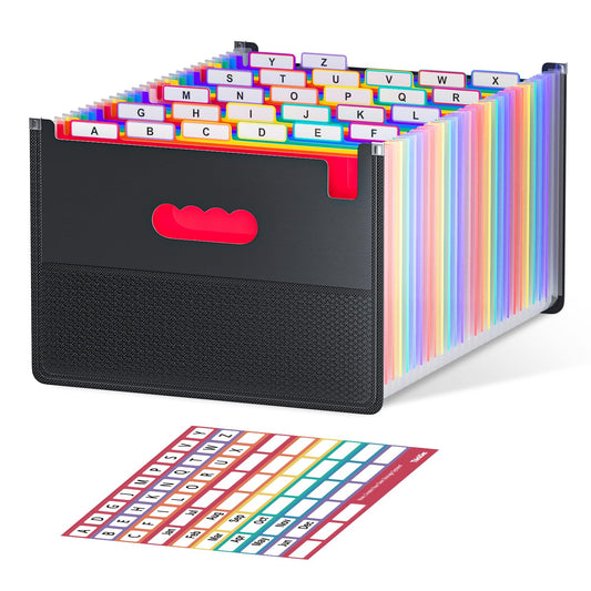 ThinkTex 26 Pockets Expanding File Folder, Upright & Coverless, A-Z Colorful Tabs, Larger Capacity Accordion Folder, Letter/A4 Size for School, Home and Office