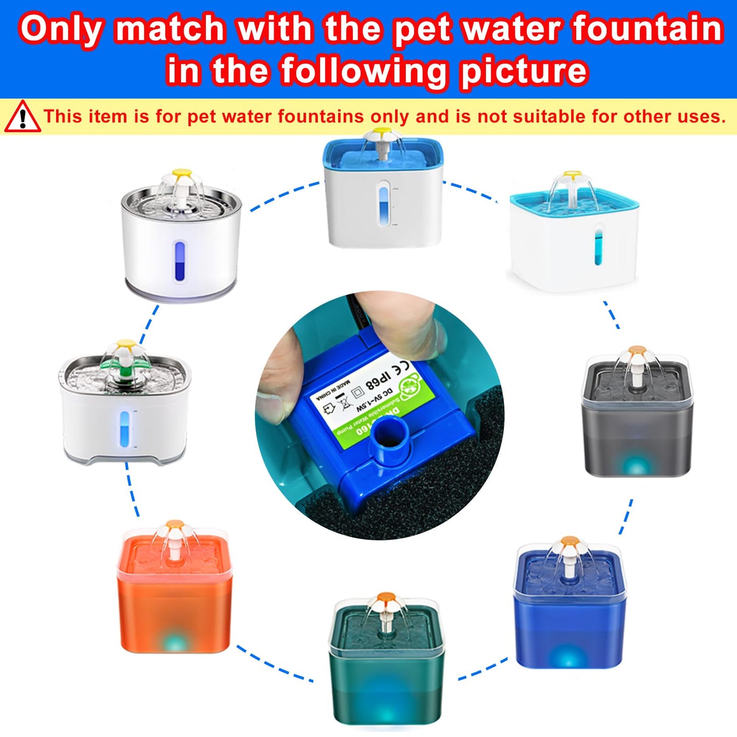 Cat Water Fountain Pump Compatible Motor, for Pet Drinking Fountain Cat Water Dispenser Replacement
