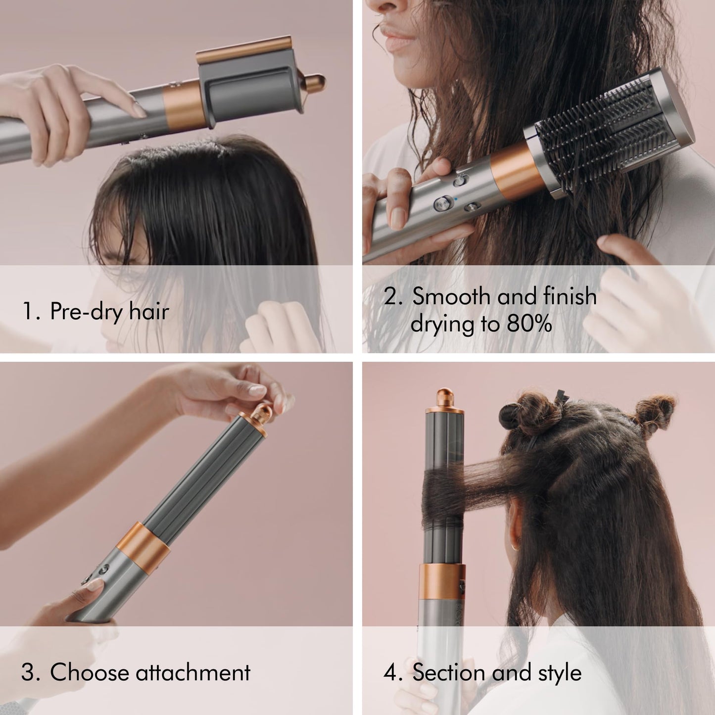 Dyson Special edition Airwrap™ Complete long multi-styler in Strawberry bronze and blush pink with Detangling comb