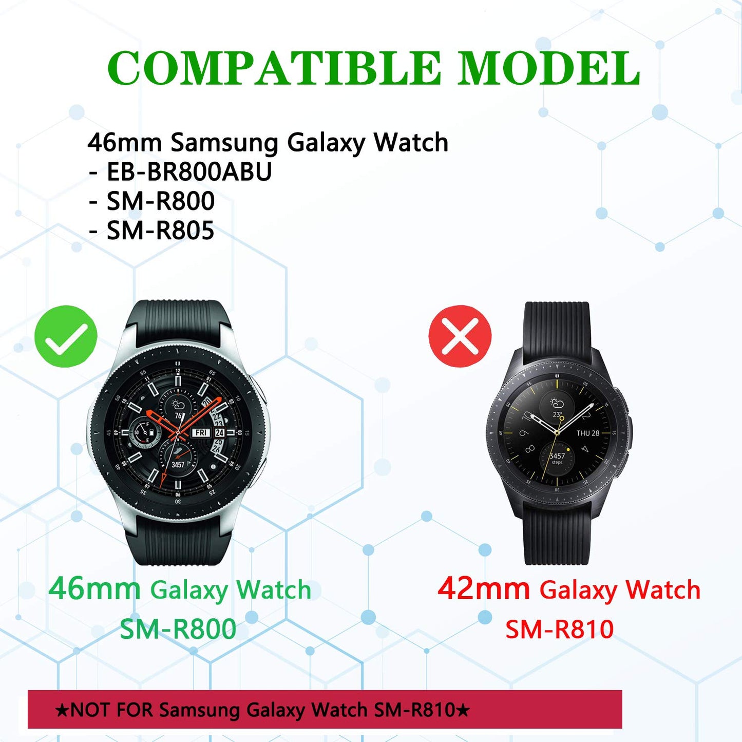 ASDAWN Battery Replacement for Samsung Galaxy Watch/Galaxy Gear S4 46mm SM-R800 SM-R805 EB-BR800ABU with Repair Tool Parts + Installation Instruction