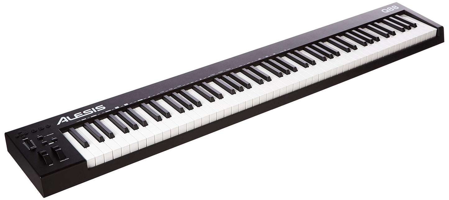 Alesis Q88 MKII - 88 Key USB MIDI Keyboard Controller with Full Size Velocity Sensitive Semi-Weighted Keys and Music Production Software Included