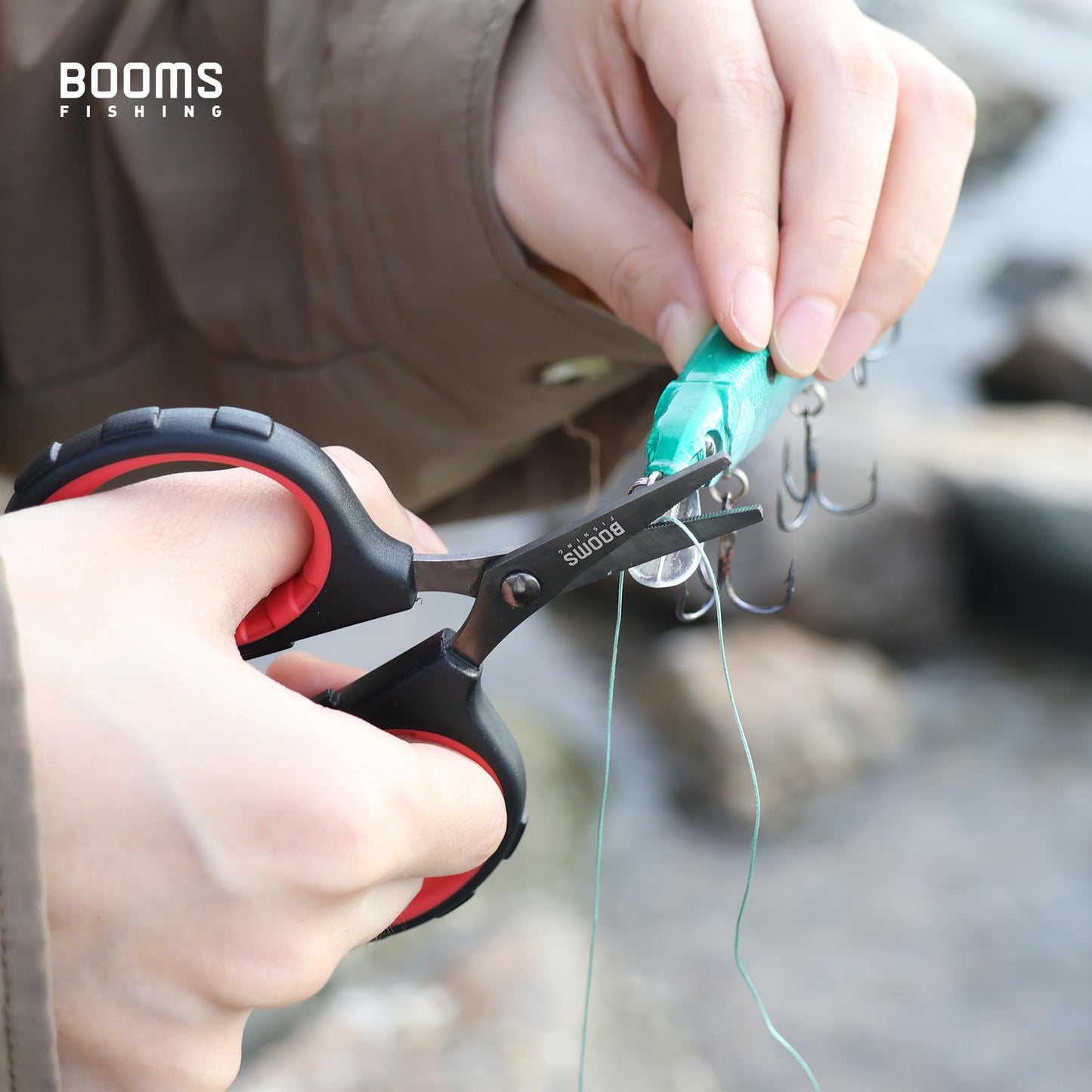 Booms Fishing S05 Fishing Scissors for Braided Line, 4" Fishing Serrated Shears, Fishing Line Cutter Saltwater and Freshwater