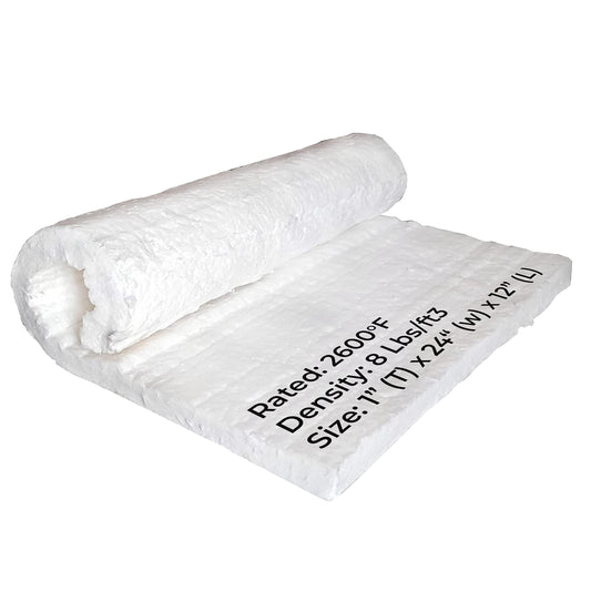 SIMOND STORE Ceramic Fiber Insulation Blanket, 1" Thick x 24" x 12" 2600F #8 Fireproof Insulation for Kilns, Forge, Furnace, Boiler, Chimney, Stove, Fireplace, Oven Insulation