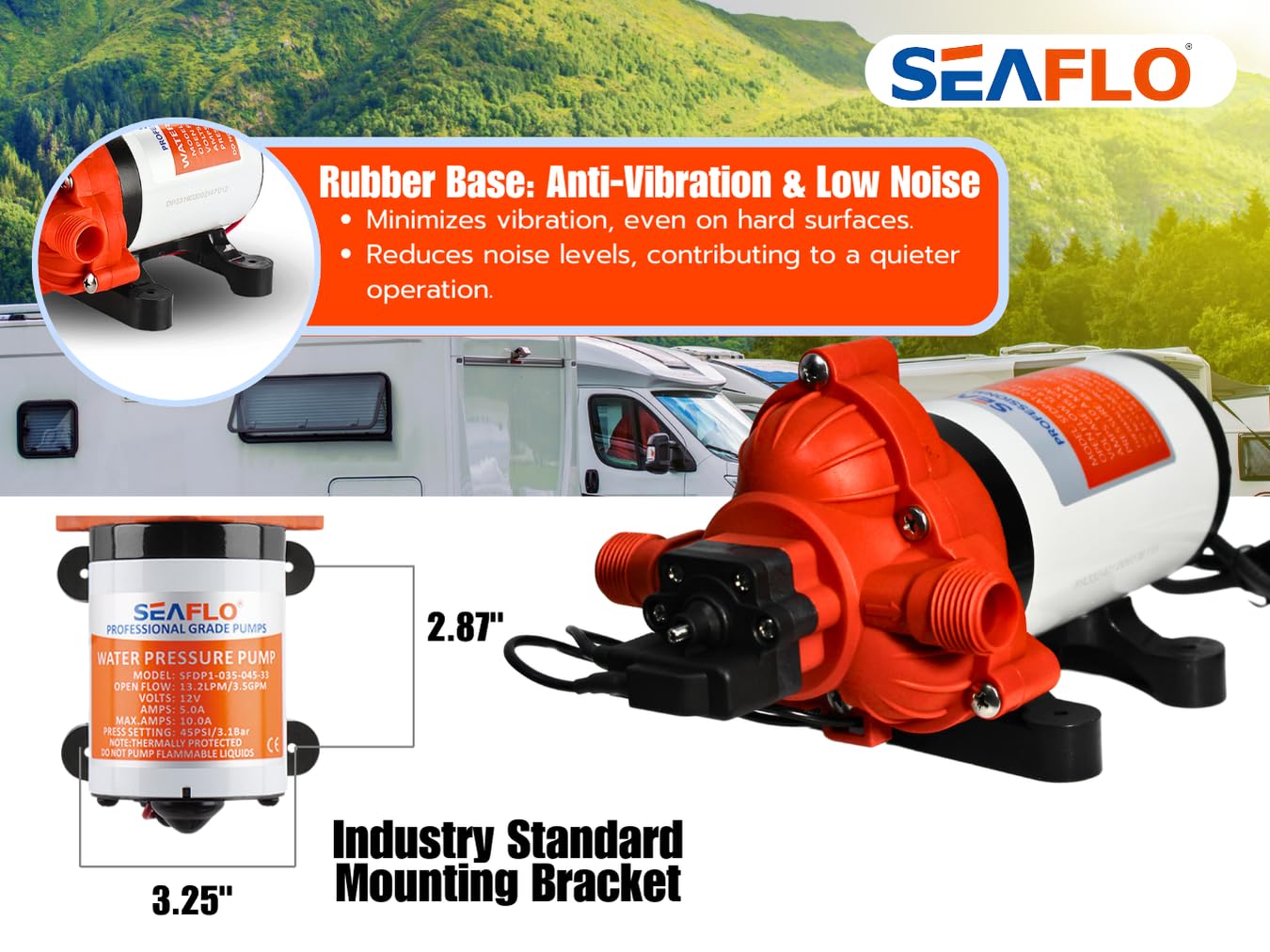 SEAFLO 33-Series Industrial Water Pressure Pump w/Power Plug for Wall Outlet - 115VAC, 3.3 GPM, 45 PSI