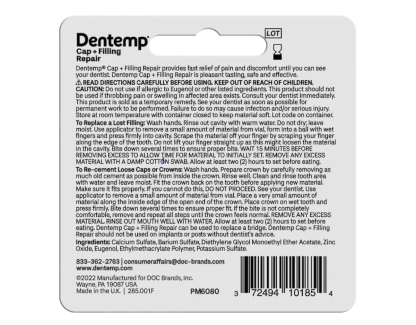 Dentemp Maximum Strength Lost Fillings and Loose Caps Repair, Pack of 6