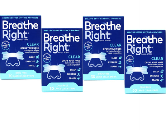 (120 Strips) Breathe Right Nasal Strips Clear Large for Sensitive Skin