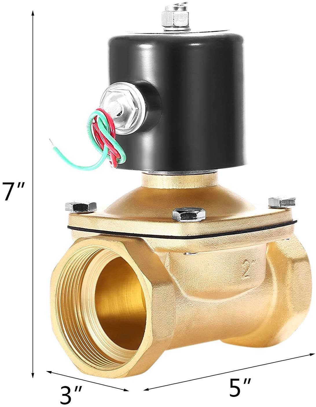 BACOENG Brass Electric Solenoid Valve 2" AC110V (NPT, Normally Closed)