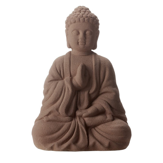 Lxmons Ceramic Buddha Statue for Home Decor, Smile Seated Buddha with Sand Blasting Surface for Meditation Altar Table, Spiritual Living Room Sculpture, Yoga, Outdoor Zen Garden, East Asian Décor