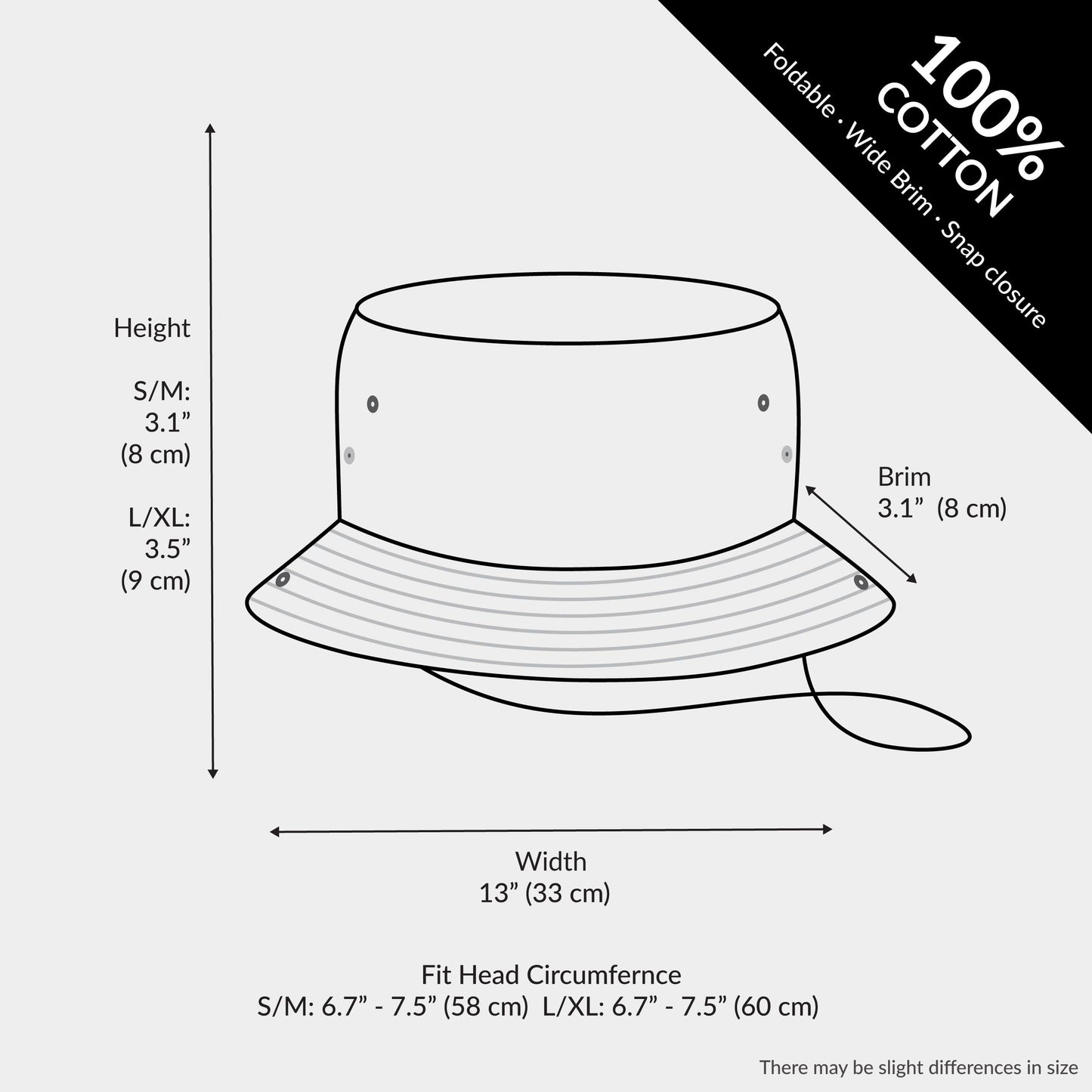 The Hat Depot 300N1510 Wide Brim Foldable Double-Sided Outdoor Boonie Bucket Hat (S/M, 2. Cotton - Khaki)