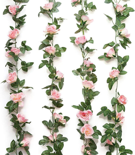 Yebazy Jinway 2PCS(16FT) Fake Rose Vine Garland Artificial Flowers Plants for Hotel Home Party Valentine's Day Garden Craft Art Decor