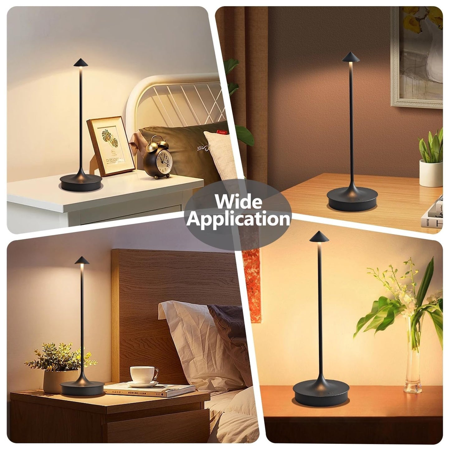 LJXiioo Cordless Table Lamps Rechargeable, LED Desk Lamp 4000mAh Battery Operated Outdoor Waterproof Portable Touch Dimmable Table Light for Patio/Restaurant/Bar/Indoor (Black-2PC)