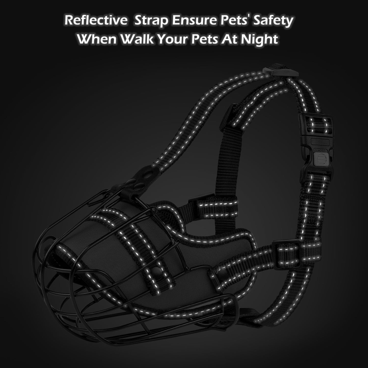 OOPSDOGGY Pitbull Dog Muzzle Reflective Metal Mask Secure Wire Basket Muzzle for Large Sized Dogs Amstaff Soft Cage Muzzle to Prevent Biting Chewing with Adjustable Nylon Straps (Orange, Pitbull)