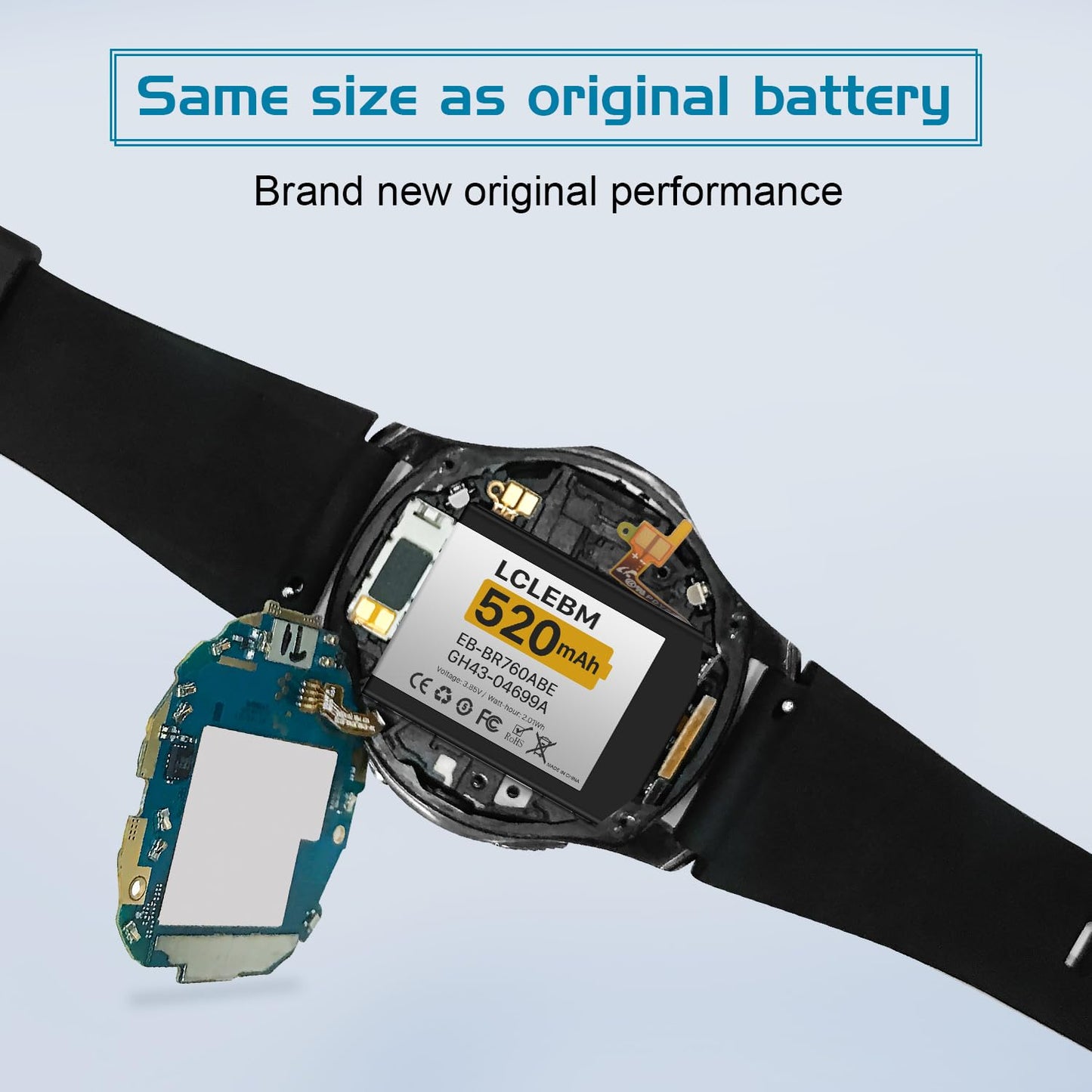 LCLEBM 520mAh Battery for Samsung Gear S3 Frontier (SM-R760),Galaxy Gear S3 Classic Replacement Battery for SM-R770,BR760,R765,EB-BR760ABE Gear S3 Battery with Professional DIY Repair Tools