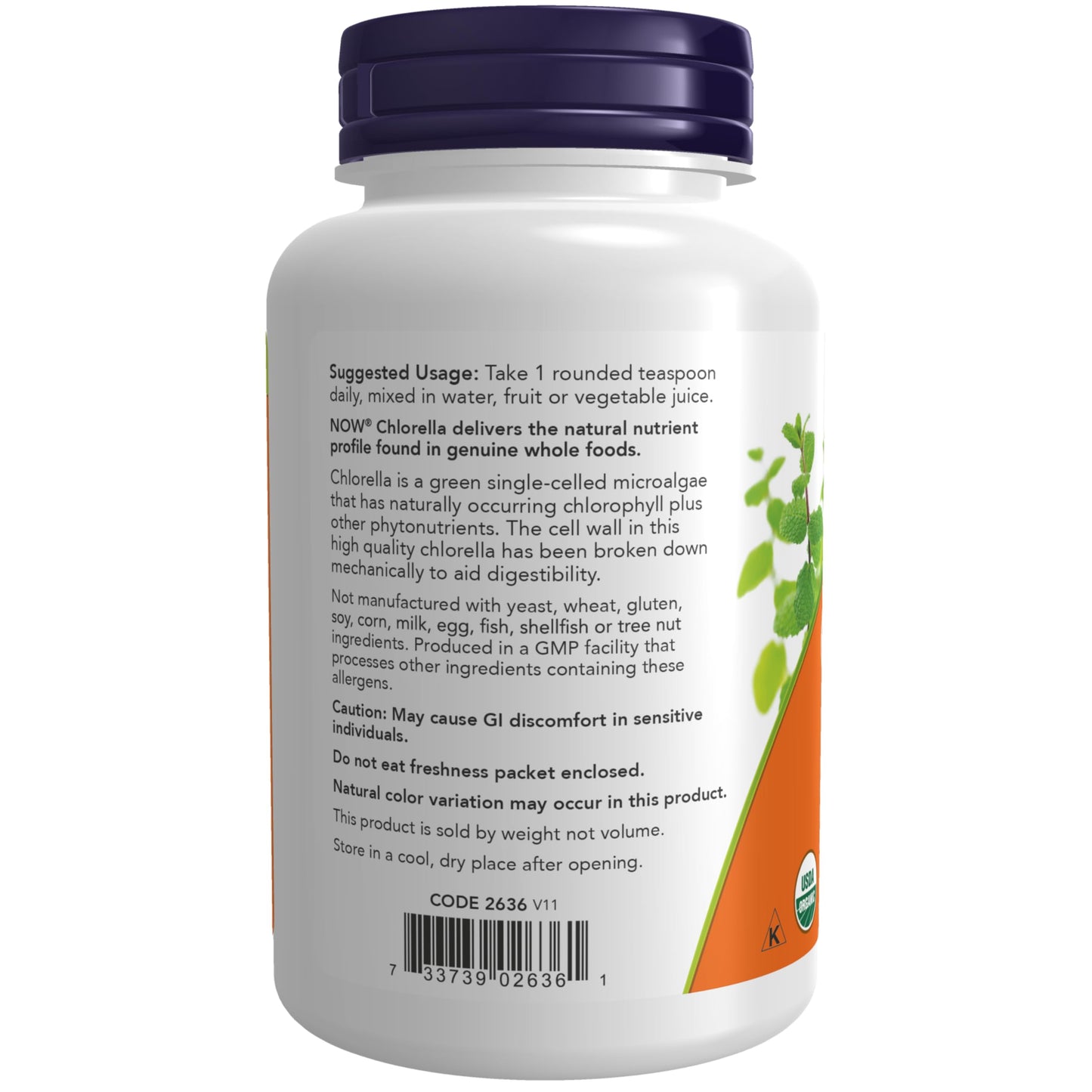 NOW Foods Supplements, Organic Chlorella Powder with naturally occurring Chlorophyll, Beta-Carotene, mixed Carotenoids, Vitamin C, Iron and Protein, 4-Ounce