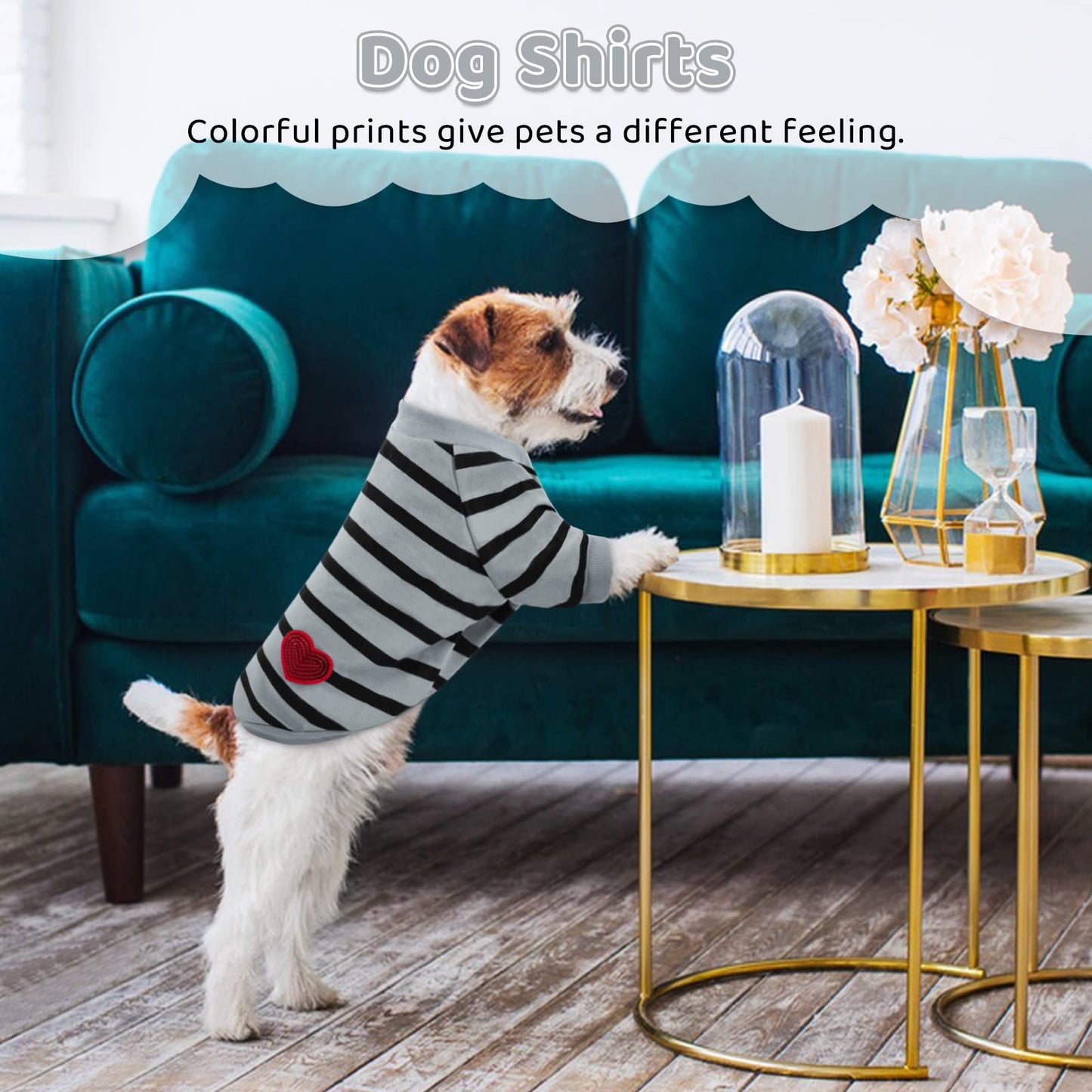 Preferhouse Pet Dog Striped T-Shirt Dogs Cats Cotton Vest Spring Summer Pet Apparel Tee Shirt Suitable for Small and Medium Large Pets French Bulldog Bichon