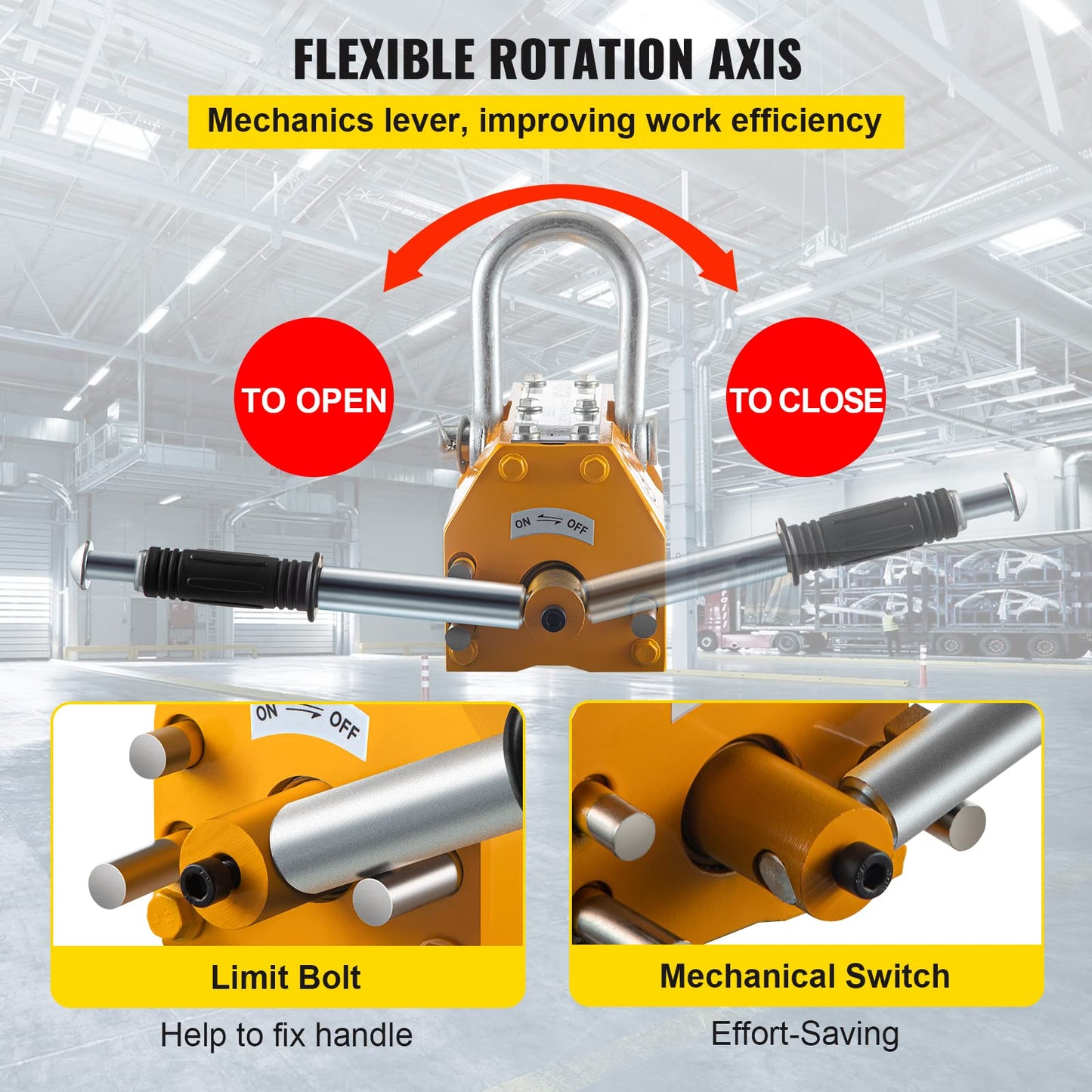 Happybuy Steel Magnetic Lifter 1320 LB Metal Lifting Magnet 600 KG Neodymium Magnetic Lift Hoist Shop Crane(600KG)