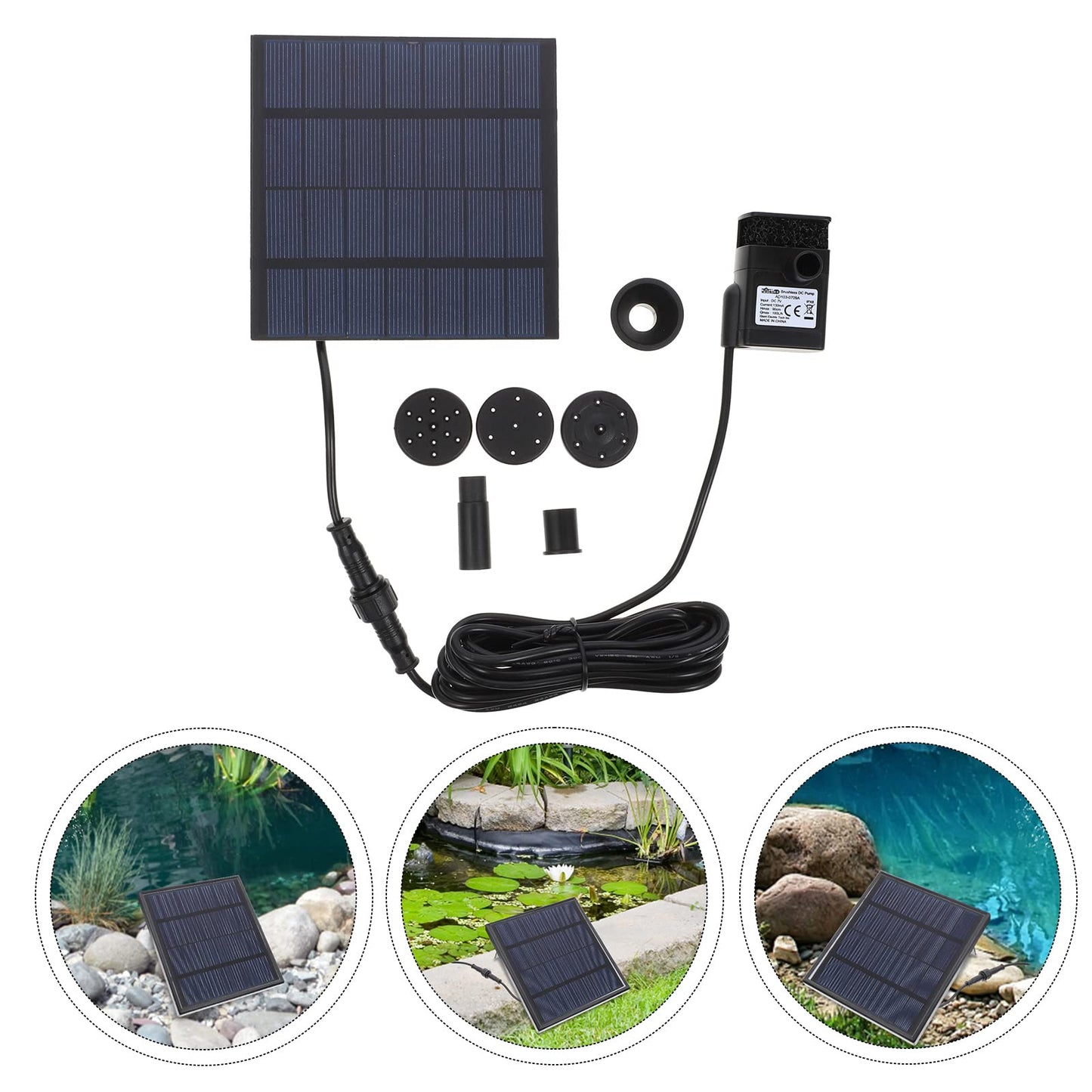UEETEK 7V 180L/H Solar Power Water Pump Garden Fountain Submersible Pump with Suckers (Strong Direct Sunlight is Needed) 1.8W
