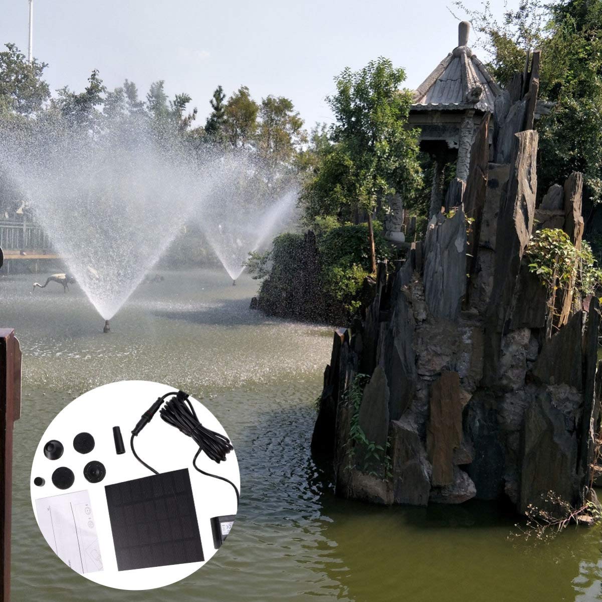 UEETEK 7V 180L/H Solar Power Water Pump Garden Fountain Submersible Pump with Suckers (Strong Direct Sunlight is Needed) 1.8W