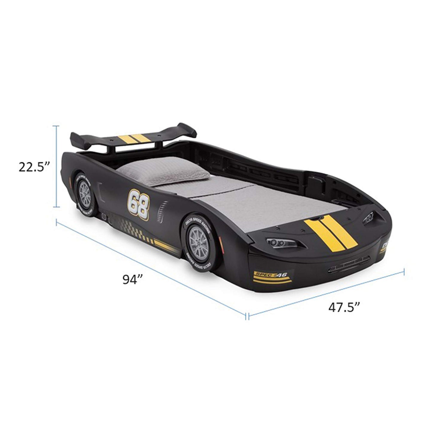 Delta Children Turbo Race Car Twin Bed, Blue