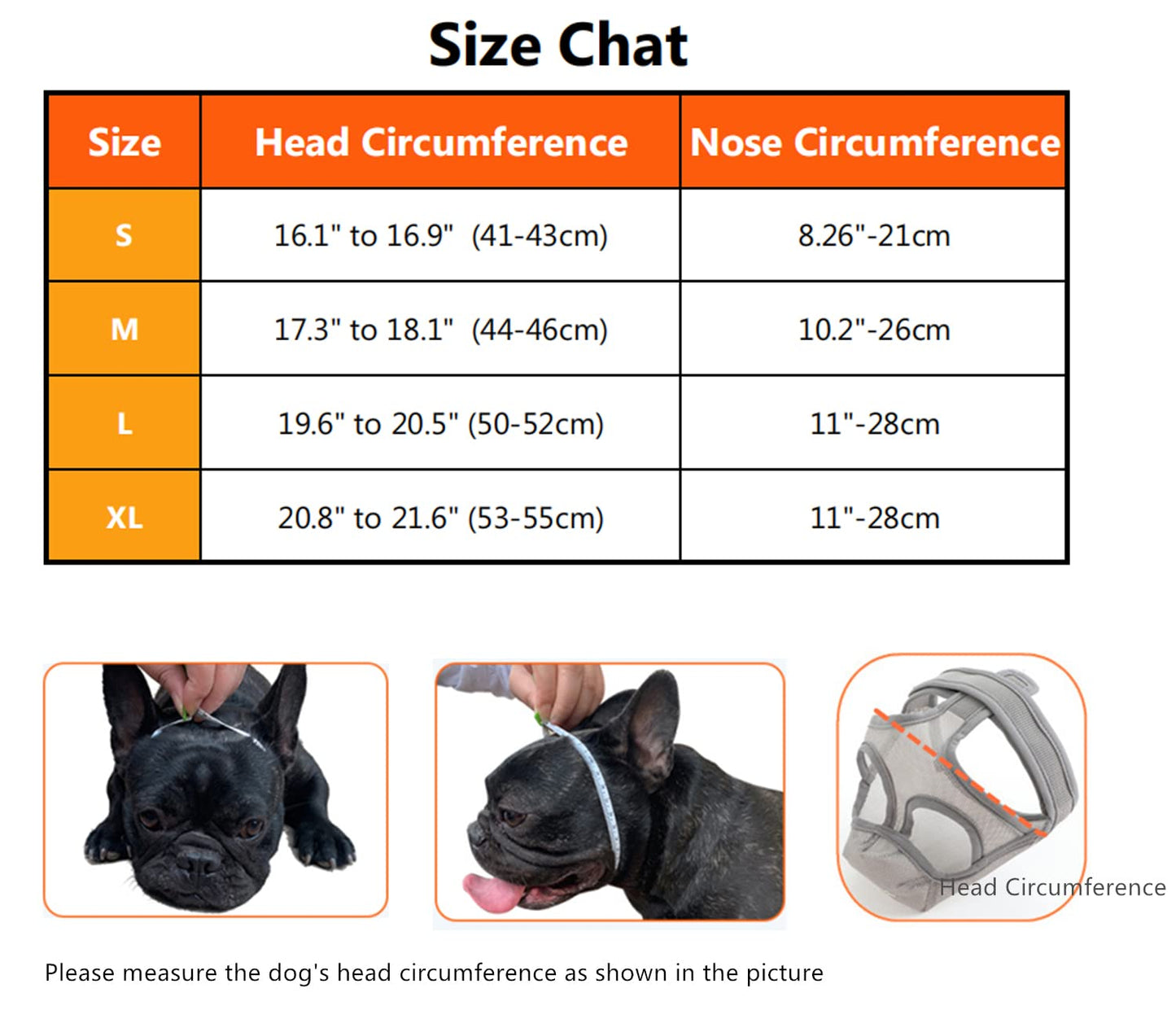 Cilkus Short Snout Dog Muzzles - Bulldog Muzzle Adjustable Breathable Mesh Dog Muzzle Can Stick Out Tongue and Drink Water Anti-Biting and Training Dog (M (16.5" -17.3"), Grey)