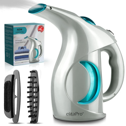 ELITAPRO Steamer for Clothes - Portable Garment Steamer - 1200W Travel Size Clothing Steamer - Quick Heating, Dry Steam - Handheld Clothes Steamer for Home, Office, & Travel - Fabric Brush Included