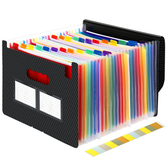 H4D Accordian File Organizer 24 Pocket Expanding File Folder Letter Size, A4 Office Paper File Organizer Storage, Accordion Filing Folder for Documents with Divider Tabs