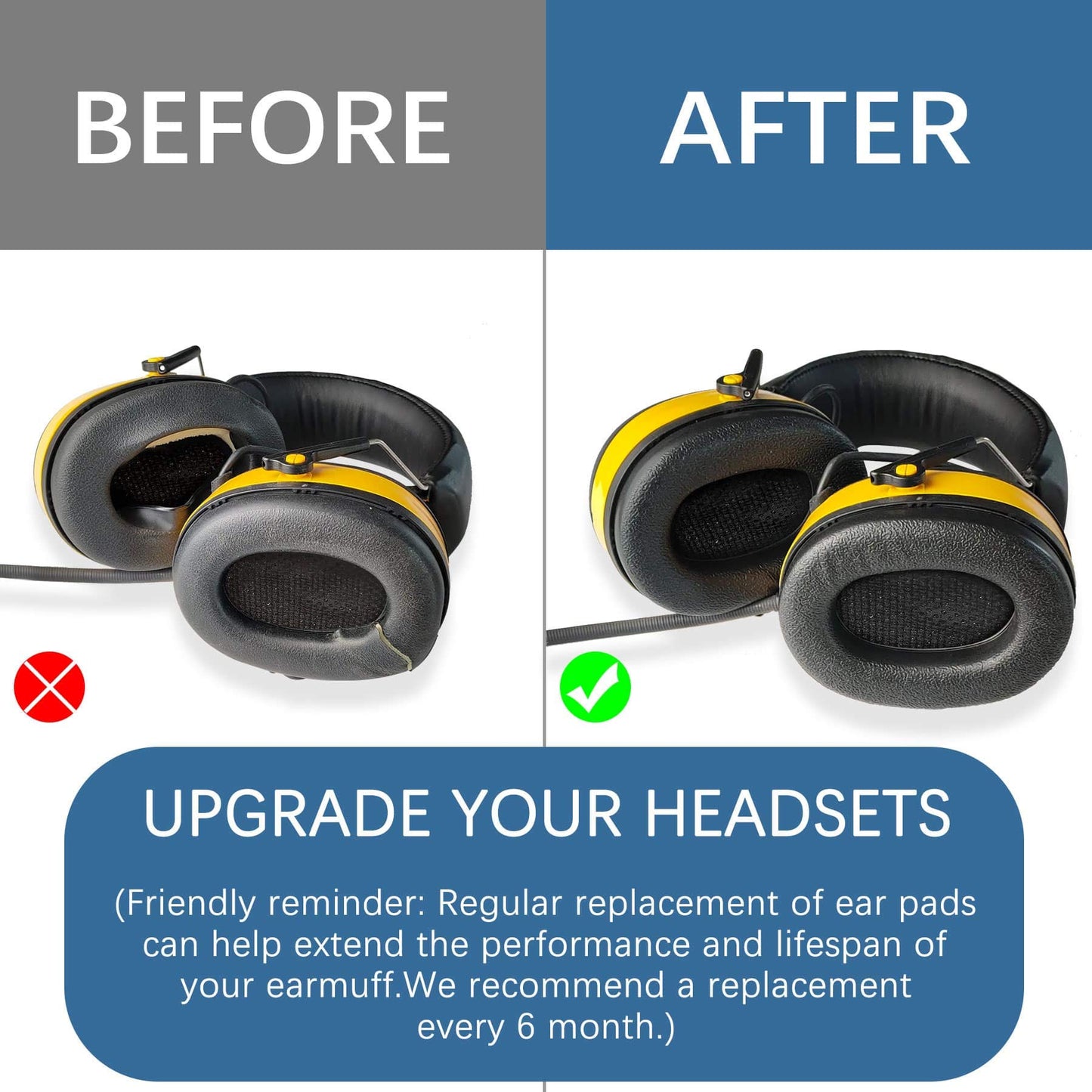 PROHEAR FEP01 Replacement Foam Ear Pads (Upgraded) for 3M WorkTunes Connect(90543, 90544, 90542, 90541), ZOHAN EM042 Radio Headphone (fep01 2 Pair)