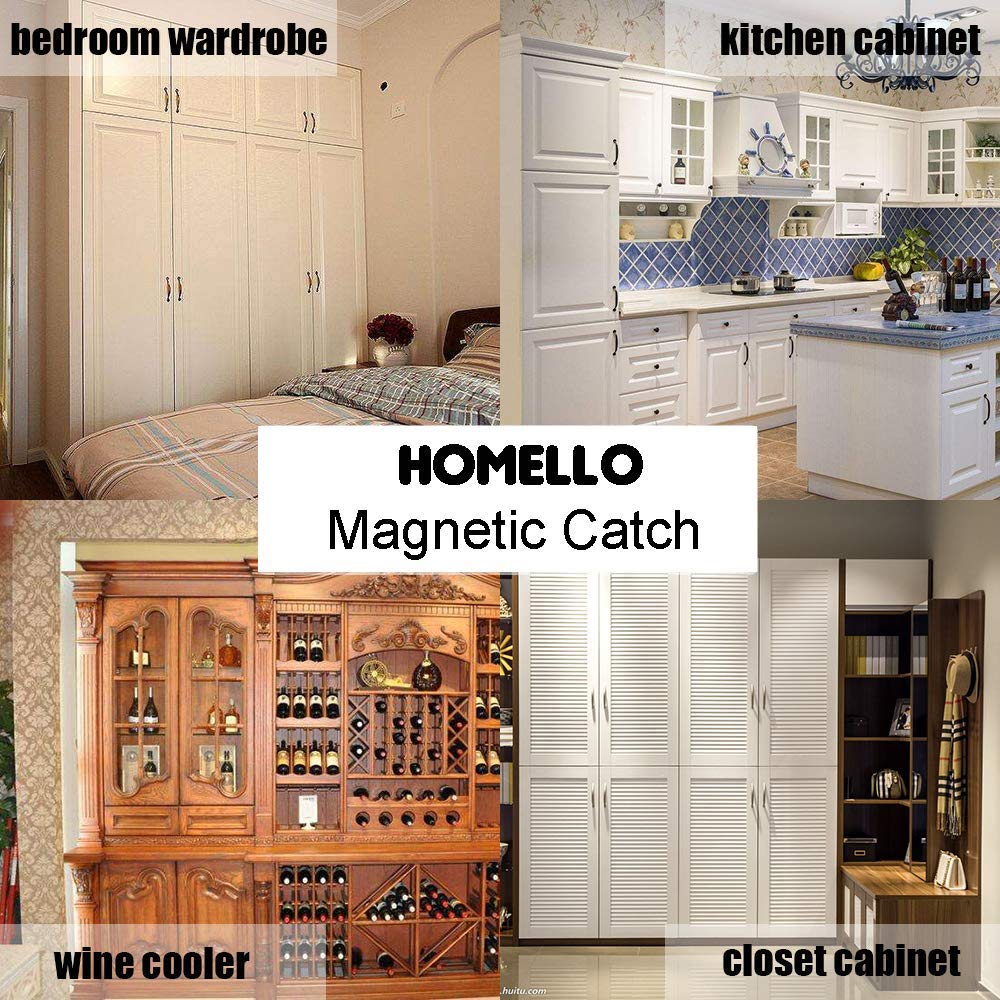 VIPMOON 5 Pack Cabinet Magnetic Catch, Ultra Thin Cabinet Door Magnets Catch with Screws, Magnetic Adhesive Cabinet Latch for Kitchen Closet Door Closing Magnetic Door Catch Closer