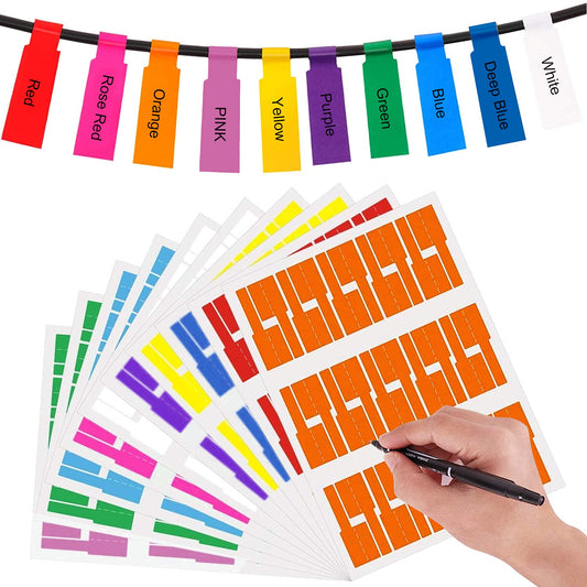 300 PCS Cable Labels Wire Labels Label Stickers Wire Labels Cord Labels for Key Tags Cable Management Colorful Waterproof Handwriting Self Adhesive