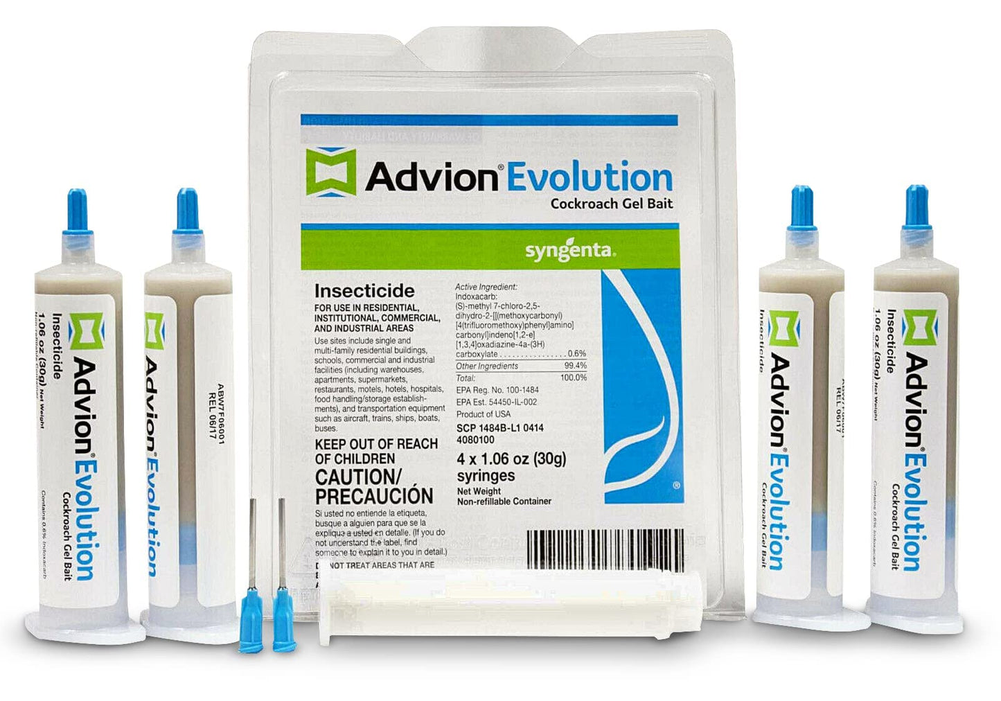 Advion Evolution Cockroach Gel Bait, 4 Tubes x 30-Grams, 1 Plunger and 2 Application Tips, Formulated with Indoxacarb, Enhanced Formulation,