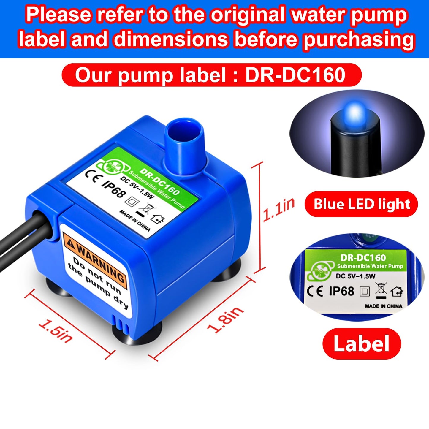 Cat Water Fountain Pump Compatible Motor, for Pet Drinking Fountain Cat Water Dispenser Replacement
